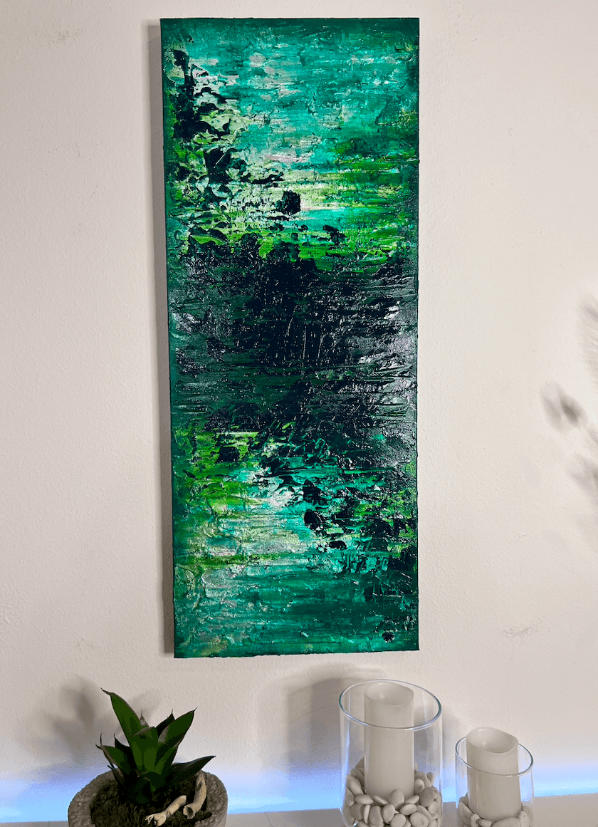 green acrylic abstract painting